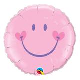 Balão metalizado redondo 18 polegadas - cara sorridente encantadora - rosa - qualatex
