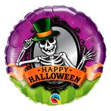 Balão metalizado redondo 18 polegadas - esqueleto espelho de halloween - qualatex