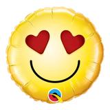 Balão metalizado redondo 9 polegadas - carinha sorridente amor - qualatex