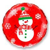 Balão Metalizado Redondo Vermelho Boneco de Neve 20 polegadas - Flexmetal - Festabox