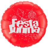 Balão Metalizado Vermelho e Prata Festa Junina Flexmetal - Festabox