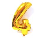 Balão Número 4 Dourado Metalizado 40 Cm - Festas decor