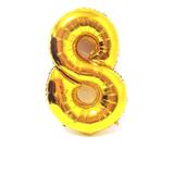 Balão Número 8 Dourado Metalizado 40 Cm - Festas decor