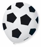 Balão São Roque N9 C/25un Decorado Bola Futebol Branco Com Preto