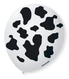 Balão São Roque N9 C/25un Decorado Vaquinha Branco Com Preto