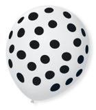 Balão São Roque Póa N9 C/25un Branca Com Bolinha Preta