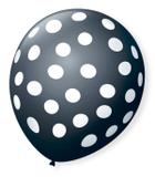 Balão São Roque Póa N9 C/25un Preto Com Bolinha Branca