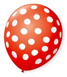 Balão São Roque Póa N9 C/25un Vermelho Quente Com Bolinha Branca
