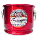 Balde de Gelo Cerveja Budweiser Alumínio Vermelho 10L - Alumibon