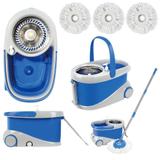 Balde Esfregão Spin Mop Centrífuga 360 Inox Com Rodinhas E 2 Refis De Microfibra - Cadeiras inc.