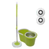 Balde Esfregão Spin Mop Centrifuga Inox 2 Refis Verde - Newmix