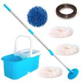 Balde Esfregão Spin Mop Limpeza Com Rodinhas e 5 Refis - Vendasshop