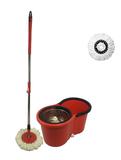 Balde Mop Spin Centrifuga Inox E Cabo C/ 1 Refil - Vermelho - Newmix