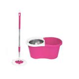 Balde Spin Mop 360 Centrifuga 2 Esfregão Cesto Inox - Rosa - Horizonte