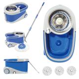 Balde Spin Mop 360 Centrífuga Inox Com Rodinhas 3 Refis De Microfibra - Baba shop