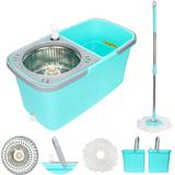 Balde Spin Mop 360 Esfregão Cesto Inox E Com Divisão Azul - Tssaper