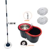 Balde Spin Mop Centrifuga Inox Cabo 1.60m 2 Refis Microfibra - Newmix