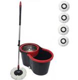 Balde Spin Mop Centrifuga Inox E Cabo 4 Refis Preto - Newmix