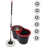 Balde Spin Mop Centrifuga Inox Esfregão 6 Refis - Preto - Newmix