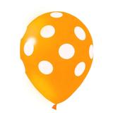 Balões De Látex Bolinhas Laranja e Branco - 25 Unidades - Pic pic