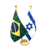 Bandeira de mesa dupla face com 2 varões Brasil e Israel - Bandeiras blumenau