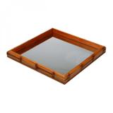 Bandeja de Bambu com Espelho 27cmx27cmx4cm Rojemac Marrom