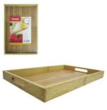 Bandeja de bambu retangular com alca 33,5x22x3cm - Casita/ imporiente