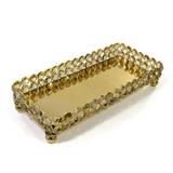 Bandeja de cristal dourada com espelho 27,5x12 cm - Bcs