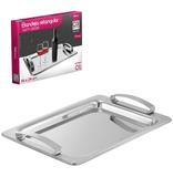 Bandeja de inox retangular com alca 36x24cm ox prime na caixa - Wellmix