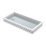 Bandeja de Madeira com Vidro Bisotê Diamond 34,5cmx16,5cmx4cm Rojemac Branco