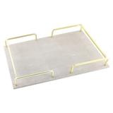 Bandeja de madeira marmore e metal 52cm x 38,5cm x 6,5cm - Btc decor