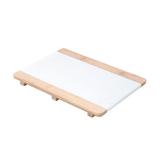 Bandeja De Mármore Com Suporte De Bambu 31x22x2 Cm - Cardosoutl
