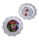 Bandeja Decorada Redonda Com Borda De Plastico Vazado 24,5Cm De Ø - Fwb