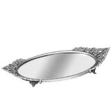 Bandeja Decorativa Coroa em Ferro com Espelho e Strass 25,5cmx12,5cm Mart Collection Cinza