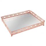 Bandeja Decorativa em Ferro com Espelho 26,5cmx19cm Mart Collection Marrom