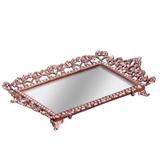 Bandeja Decorativa em Ferro com Espelho e Strass 22,5cmx14,5cm Mart Collection Marrom