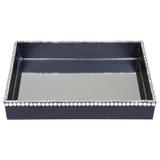 Bandeja Decorativa Retangular de Vidro Preto com Pérolas e Strass 30x20 cm - VEG