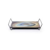 Bandeja em ferro retangular com vidro Decorglass 20x40cm 18606