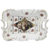 Bandeja em Porcelana Bege/Dourado c/ Rosas - Prime home decor