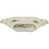 Bandeja em Porcelana Bege/Dourado - Prime home decor