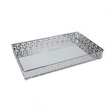 BANDEJA ESPELHADA DE METAL PRATA 30x11CM - Importado