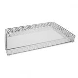 BANDEJA ESPELHADA DE METAL PRATA 40x30 CM - Btc