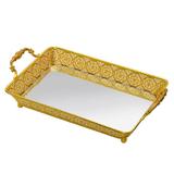 Bandeja Espelhada Dourada 34x23x09 Cm - Cardosoutl