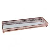 Bandeja espelhada e metal cobre 30cm x 11,5cm x 3,1cm - Btc decor