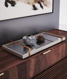 Bandeja Espelhada Laqueada com Alça Bronze - Tna decor