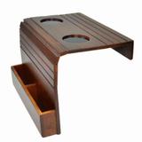 Bandeja Esteira Para Braço De Sofá Com Porta Copos E Controle Caixote - Castanho 38 X 28,5 Cm ENCAIXO