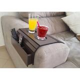 Bandeja Esteira Para Braço De Sofá Com Porta Copos E Controle Caixote - Castanho - Hypem
