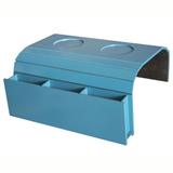 Bandeja Laqueada para Sofá Porta Copos Com Porta Controle Azul Turquesa - Lubrano decor