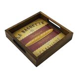 Bandeja Madeira c Mdf Vidro Revestido Decorativo Pães Bagete - Maisaz