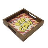 Bandeja Madeira c Mdf Vidro Revestido Decorativo Pipoca Pop - Maisaz